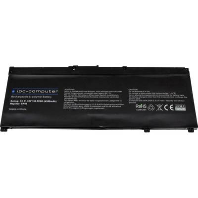 Crna prijenosna baterija s natpisom 'ipc-computer', 'Punjiva Li-polymer baterija', 11,55V, 48Wh. Sigurnosne upozorenja i tehnički detalji otisnuti.