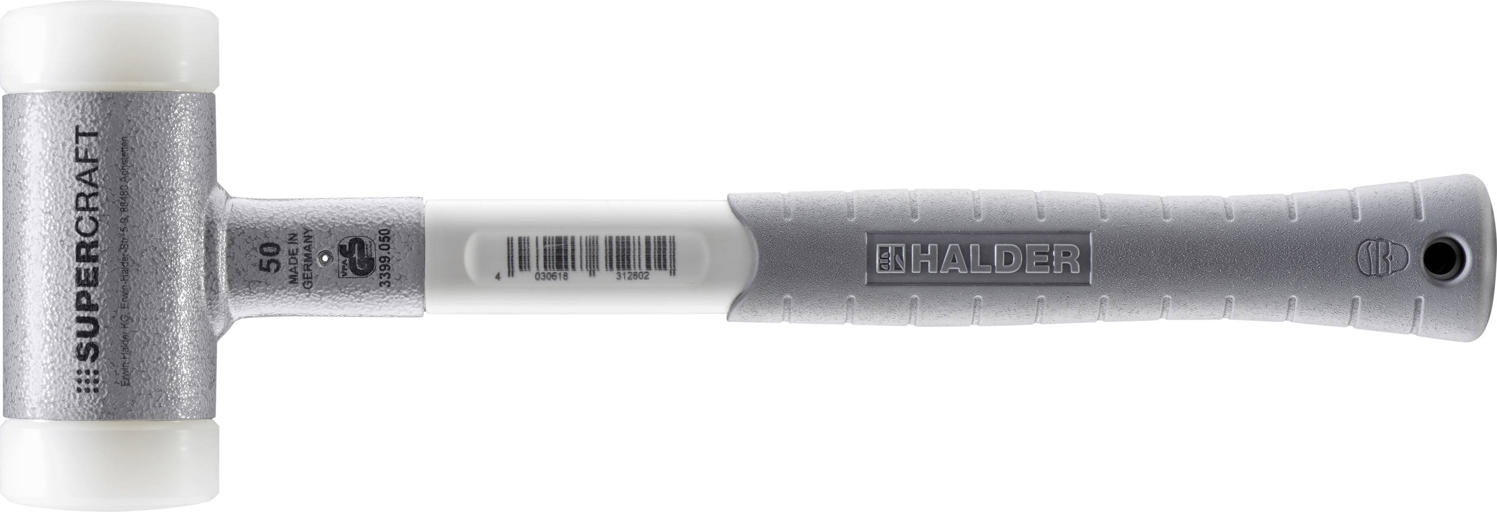 Sivi Supercraft zaštitni čekić s plastičnim udarnim glavama i ergonomskom drškom. Idealan za blage, nježne udarce.