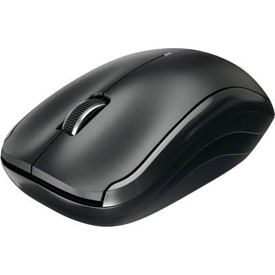 Bežični crni računalni miš s klizačem i ergonomskim dizajnom.