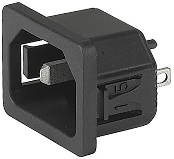 Schurter 6102.5225 utični konektor za rashladne uređaje ravni muški konektor Ukupan broj polova: 2 + PE 10 mA crna 1 St. Piece