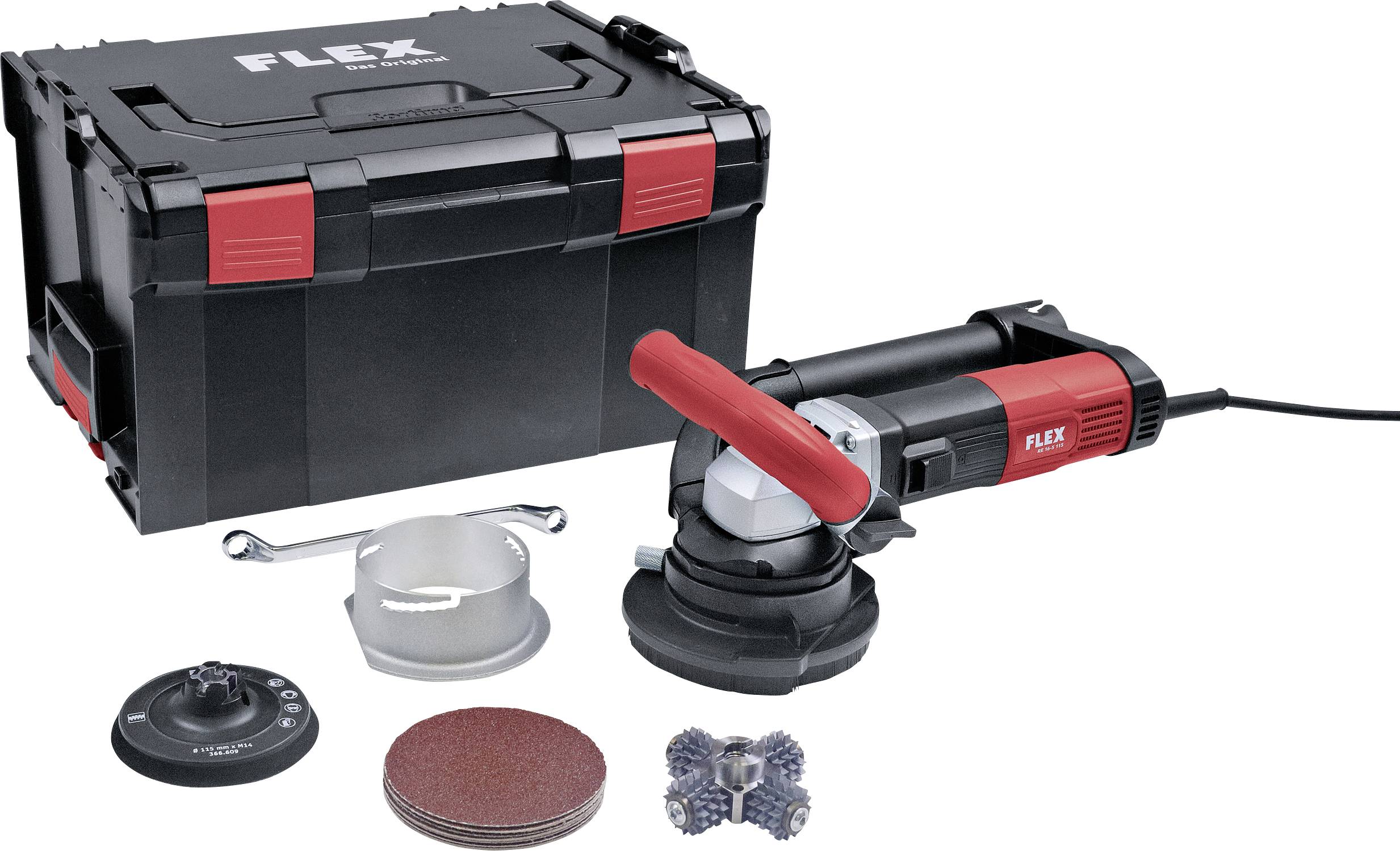 Flex RE 16-5 115,Kit Fr&auml;skopf spitz 505005 Freesmachine voor saneren en renoveren 115 mm 1600 W 230 V