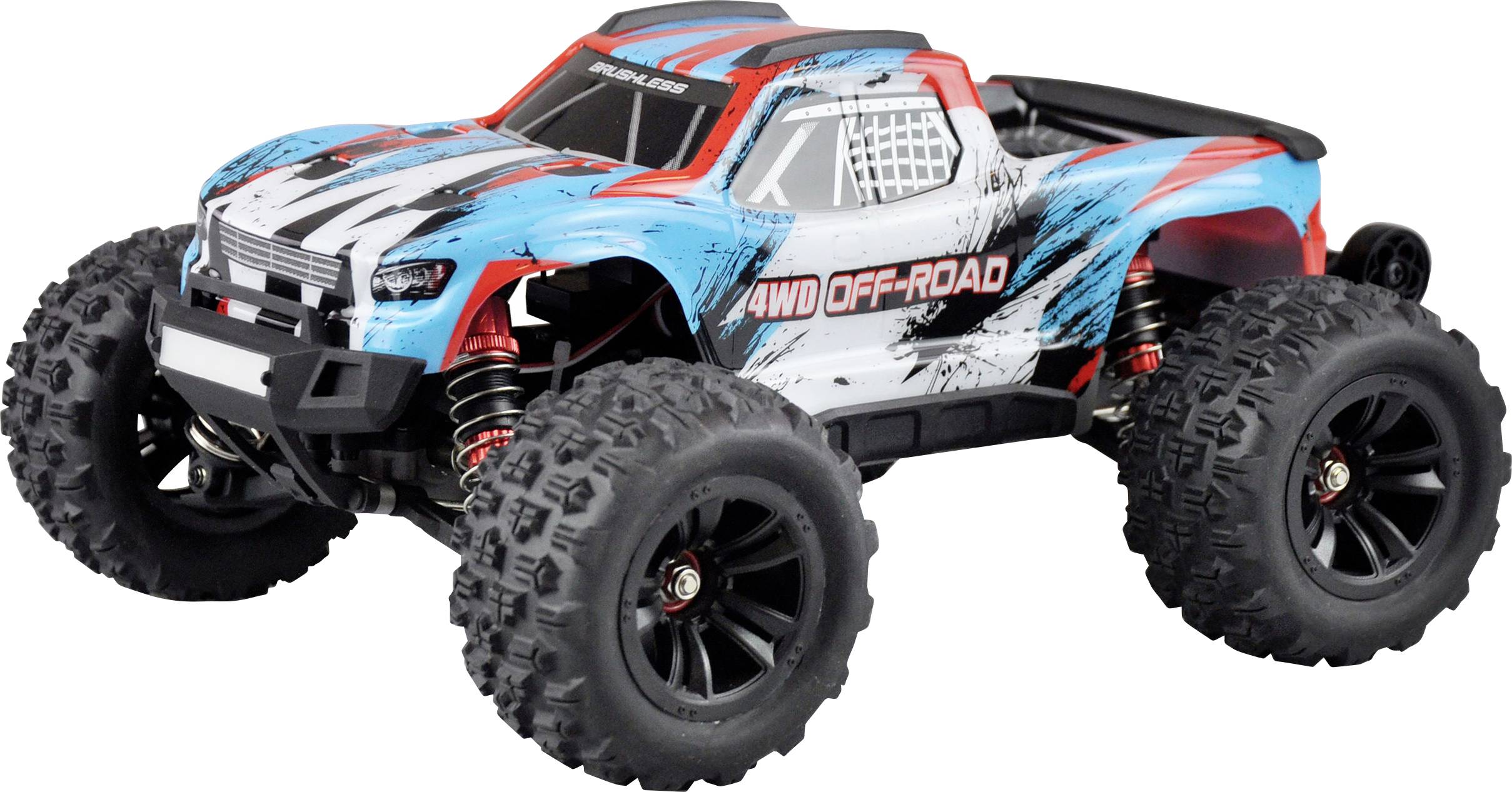 Šareno, daljinski upravljano off-road vozilo s velikim gumama i natpisom '4WD OFF-ROAD' z boku.