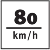 Crni prometni znak s bijelim natpisom pokazuje '80 km/h', označavajući maksimalnu dopuštenu brzinu.