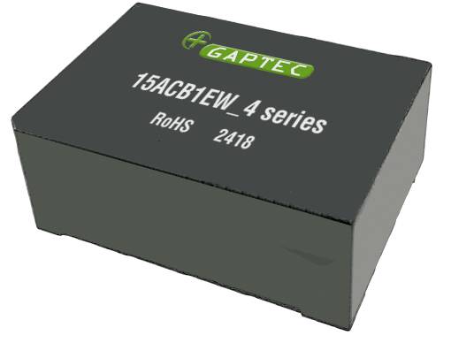 GAPTEC-modul, tamnosiv, označen natpisom '15ACB1EW_4 serija', sukladan RoHS propisima, pogodan za elektronička sklopovlja.