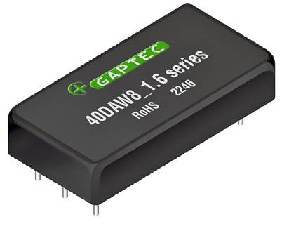 Elektronički komponenta tvrtke GAPTEC, serije '40DAW8_1.6', sukladna RoHS-u, često korištena za pretvorbu napona u elektroničkim uređajima.