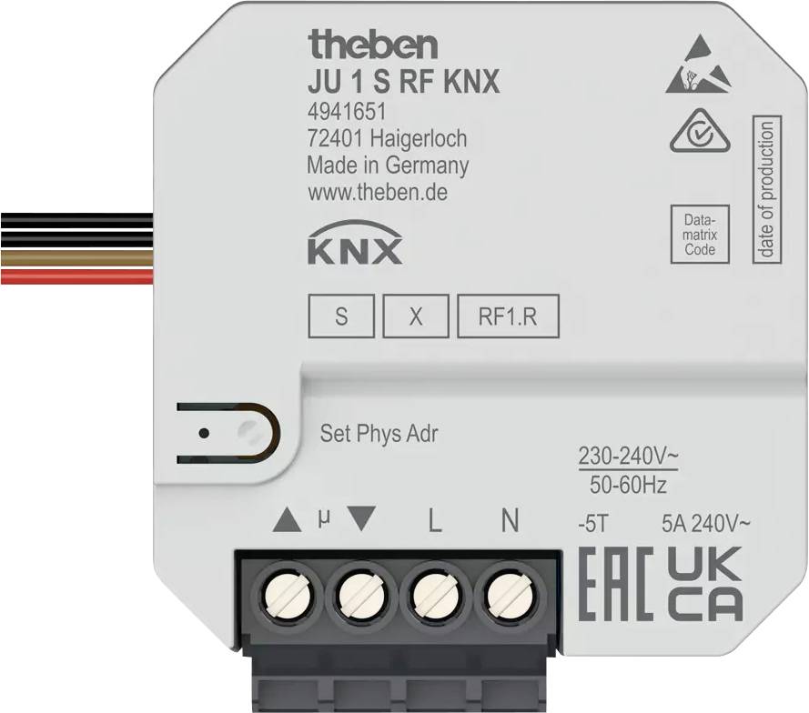 Theben KNX 4941651 Draadloze jaloezie-actor JU 1 S RF KNX