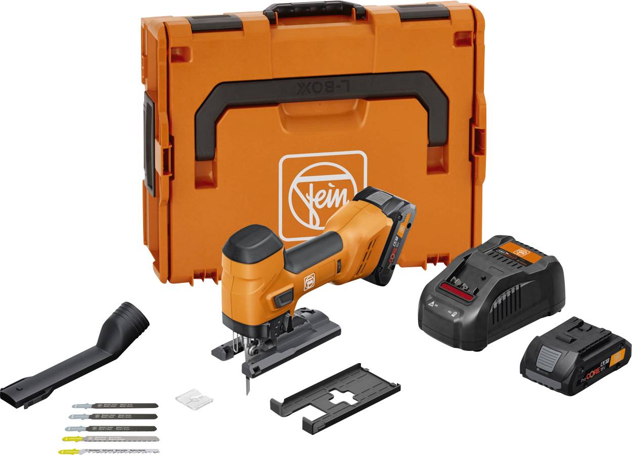Fein FEIN - F-IRON JIG 26 AS Set Akku-Stichs&auml;ge Sticks&aring;g Batteridriven 71360562000 inkl. 2x batterier, inkl. laddare, inkl. v&auml;ska 18 V 4 Ah Antal batterier som