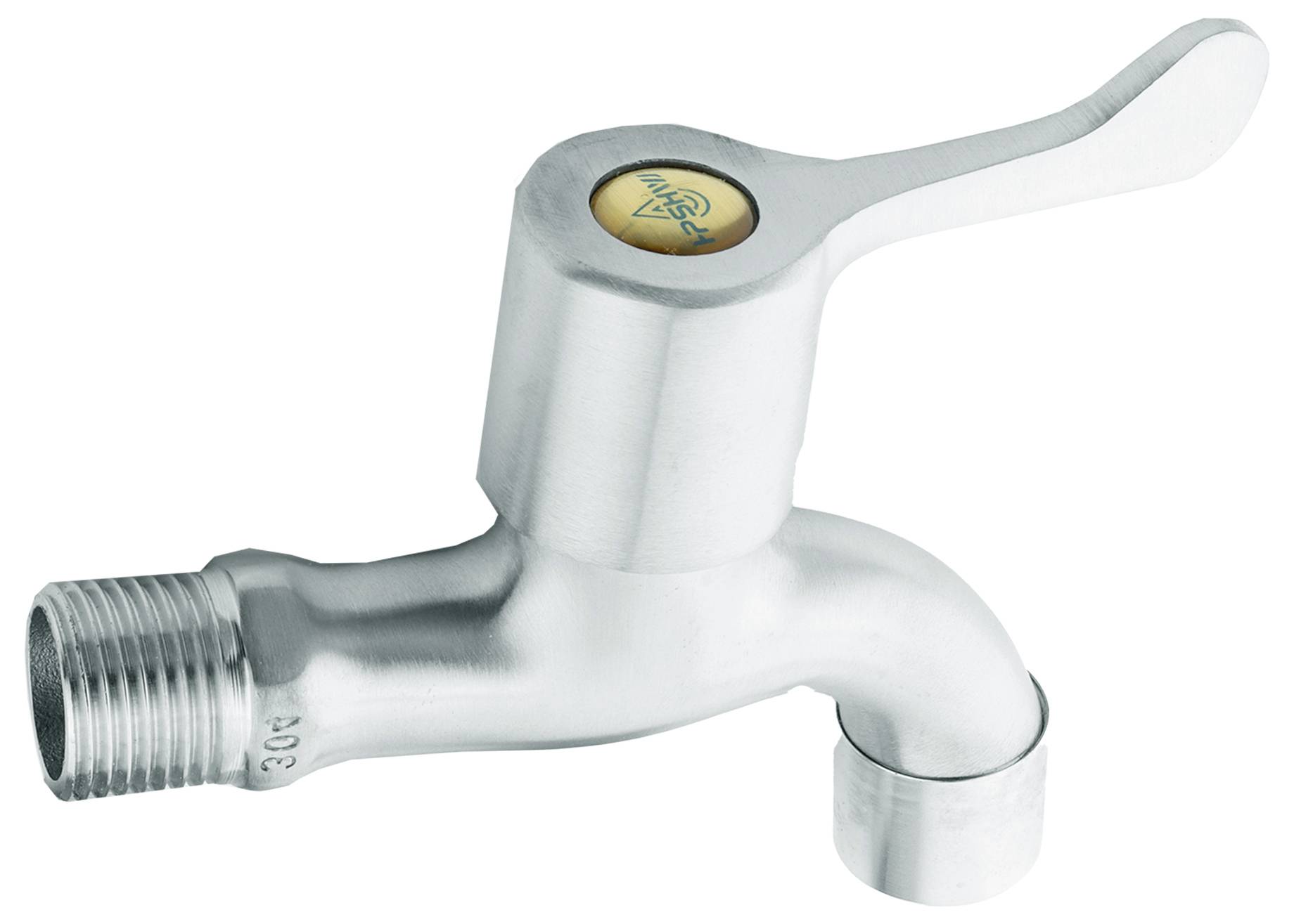 Postrance je prikazan srebrni slavina s polugastom ručkom.