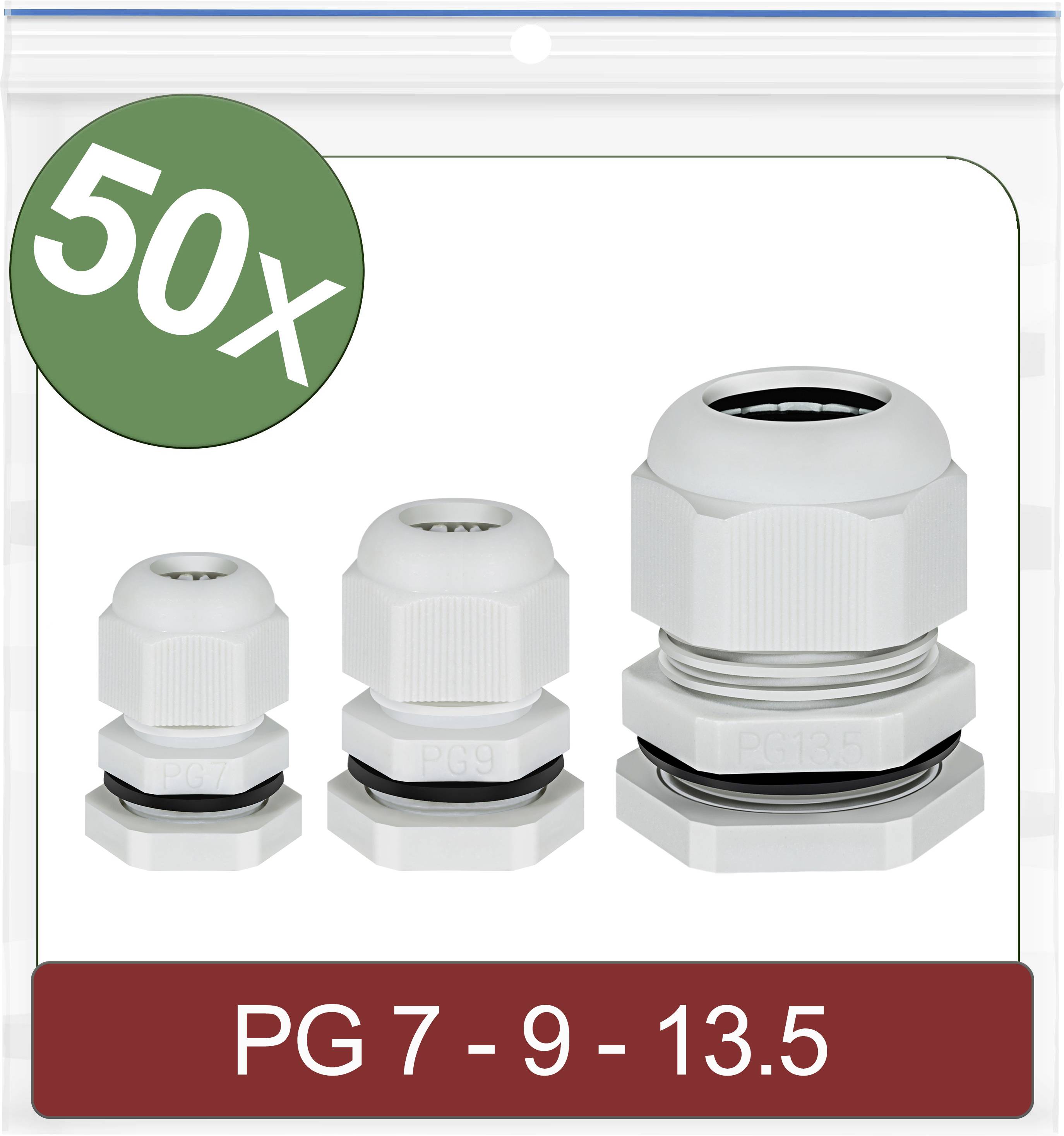 Quadrios 24CA403 Wartel PG7, PG9, PG13.5 Polyamide Grijs 50 stuk(s)