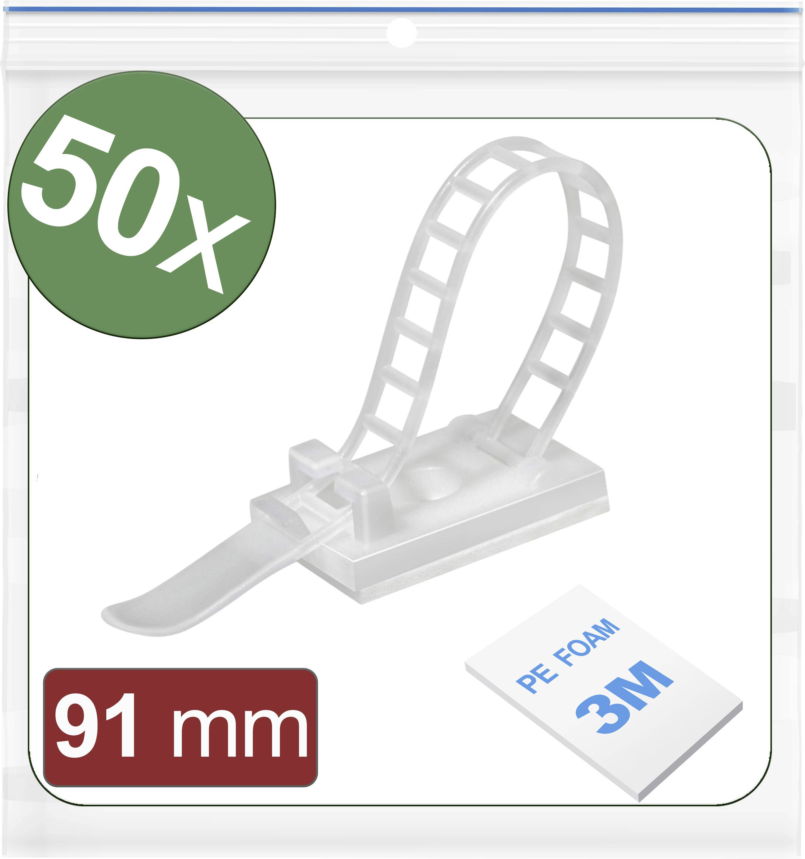 Quadrios 24CA440 Bevestigingssokkel Zelfklevend, Schroefbaar 24CA440 Bundel-Ø (bereik) 26 mm (max) Wit 50 stuk(s)