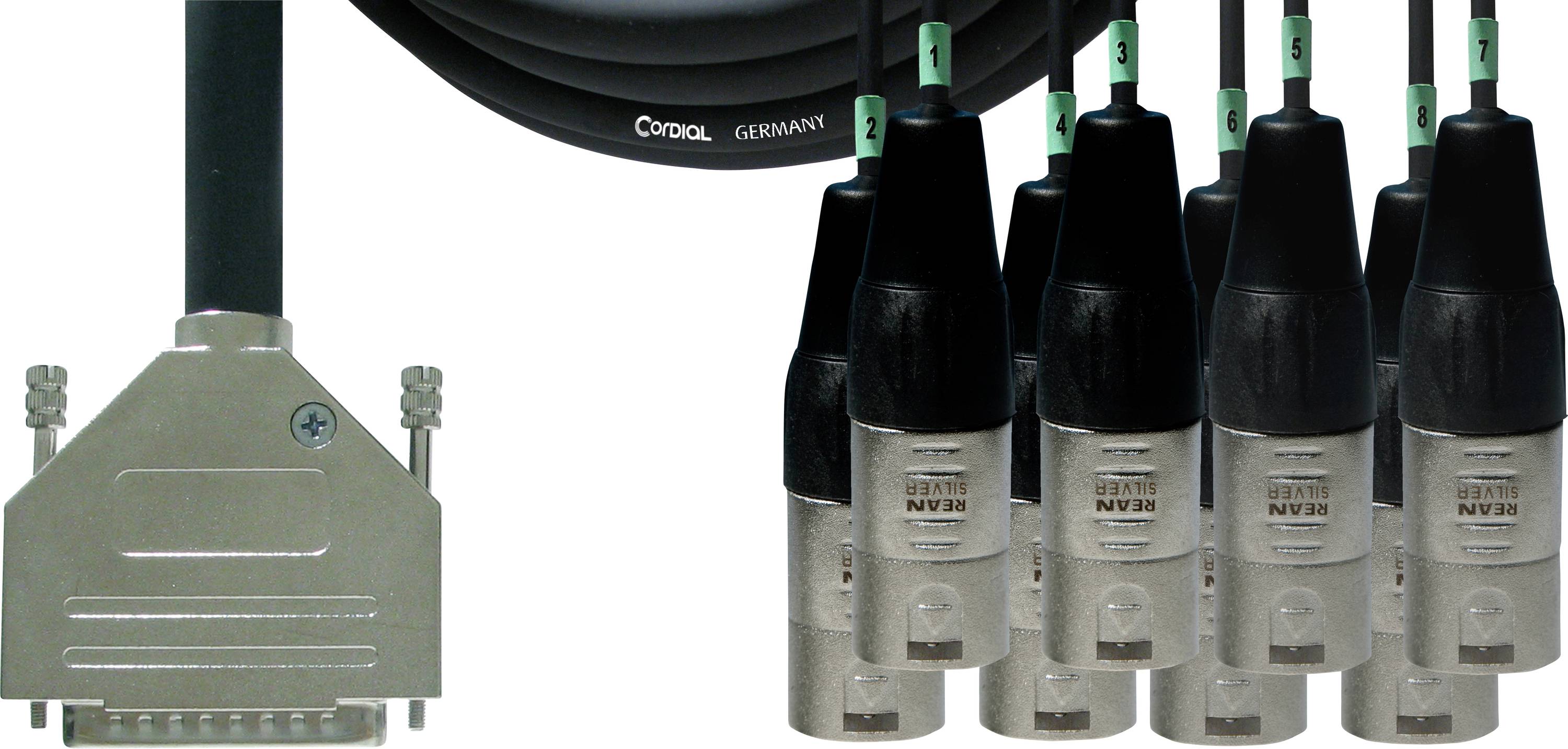 Cordial CFD 3 DMT XLR Verbindingskabel [1x D-sub stekker 25-polig - 8x XLR-stekker 3-polig] 3 m Zwart