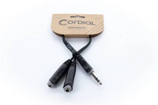 Cordial 14882 utičnica audio Y-adapter [1x klinken utikač 6.3 mm (stereo) - 2x klinken utičnica 6.3 mm (stereo)] 0.30 m crna PVC obloga, vod s dvostrukom žicom
