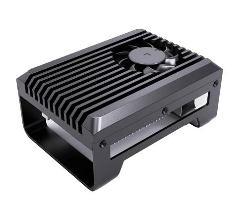 Crni, metalni kućišt s ventilatorom na vrhu, korišten za hlađenje elektroničkih uređaja, pokazuje čvrstu konstrukciju.