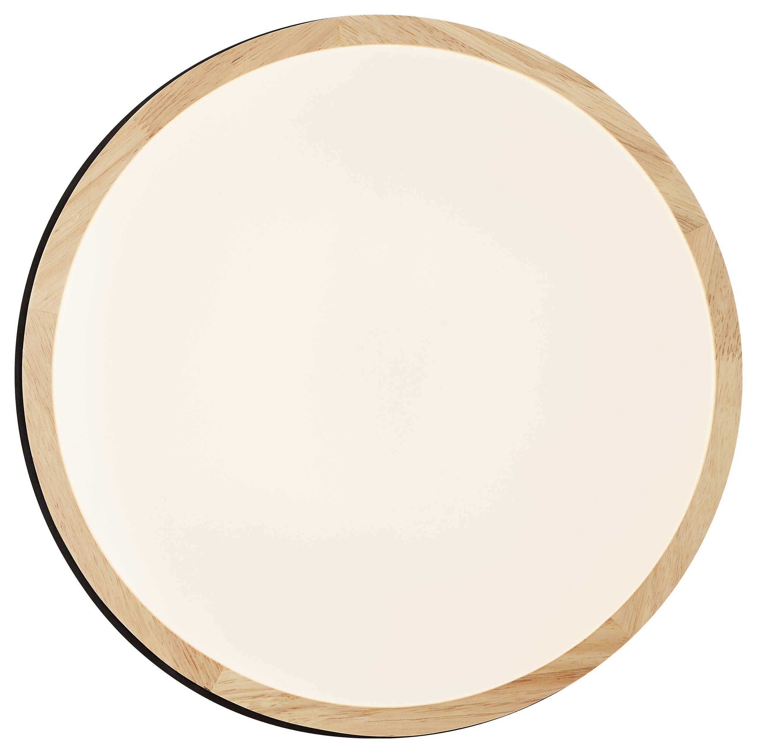 Okrugli ogledalo s drvenim okvirom, minimalistički dizajn.