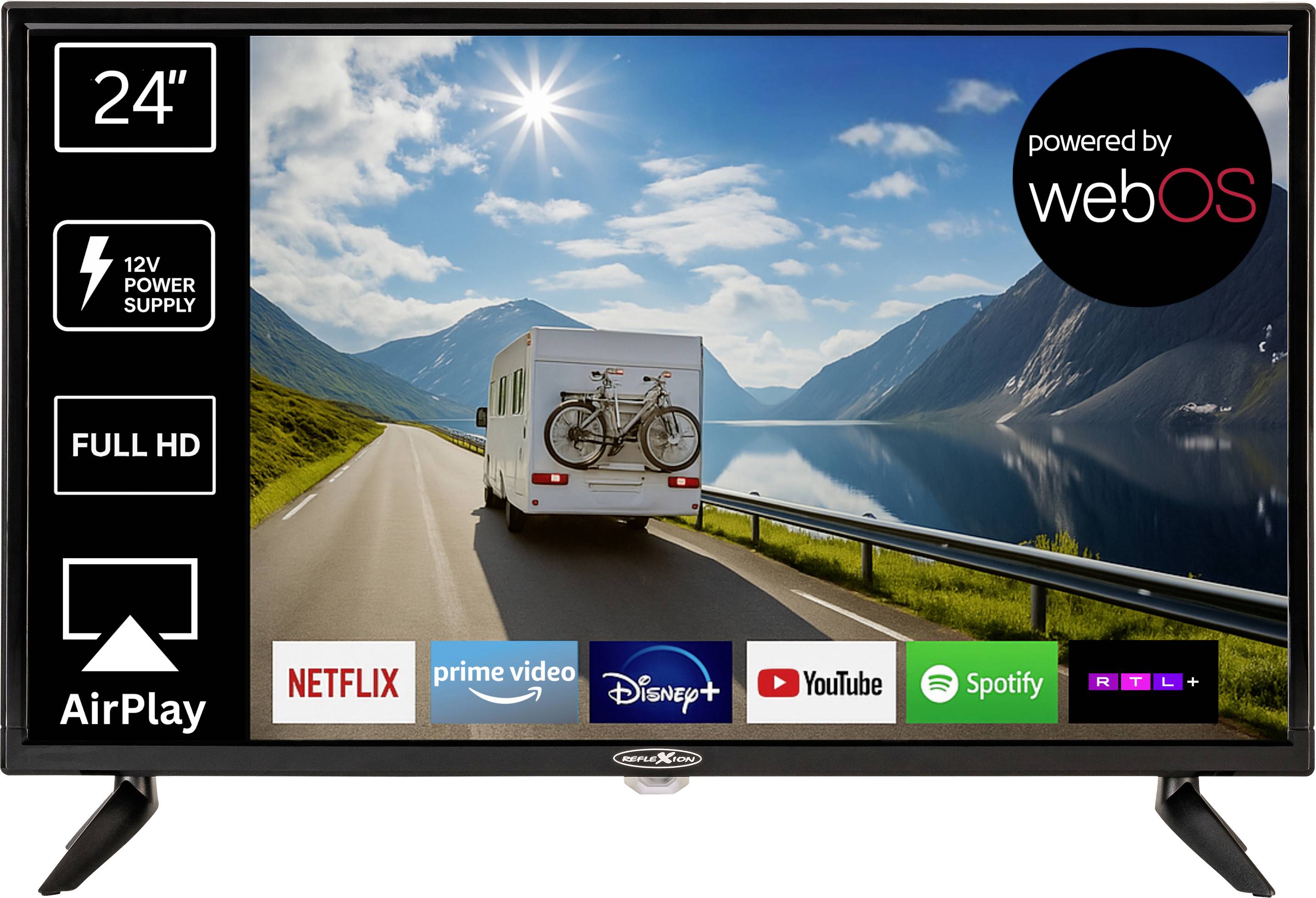 Reflexion LED24iBT LED-TV 60 cm 24 inch Energielabel E (A - G) DVB-T2, DVB-C, DVB-S2, Full HD, Smart TV, WiFi, CI+* Zwart