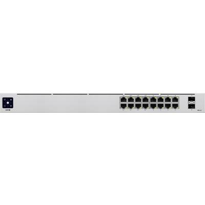 Mrežni switch sa 12 Ethernet priključaka i 2 uplink priključka na bijeloj ploči, s zelenim LED indikatorima iznad svakog priključka.