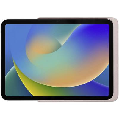 Tablet s apstraktnom, šarenom pozadinom na zaslonu.