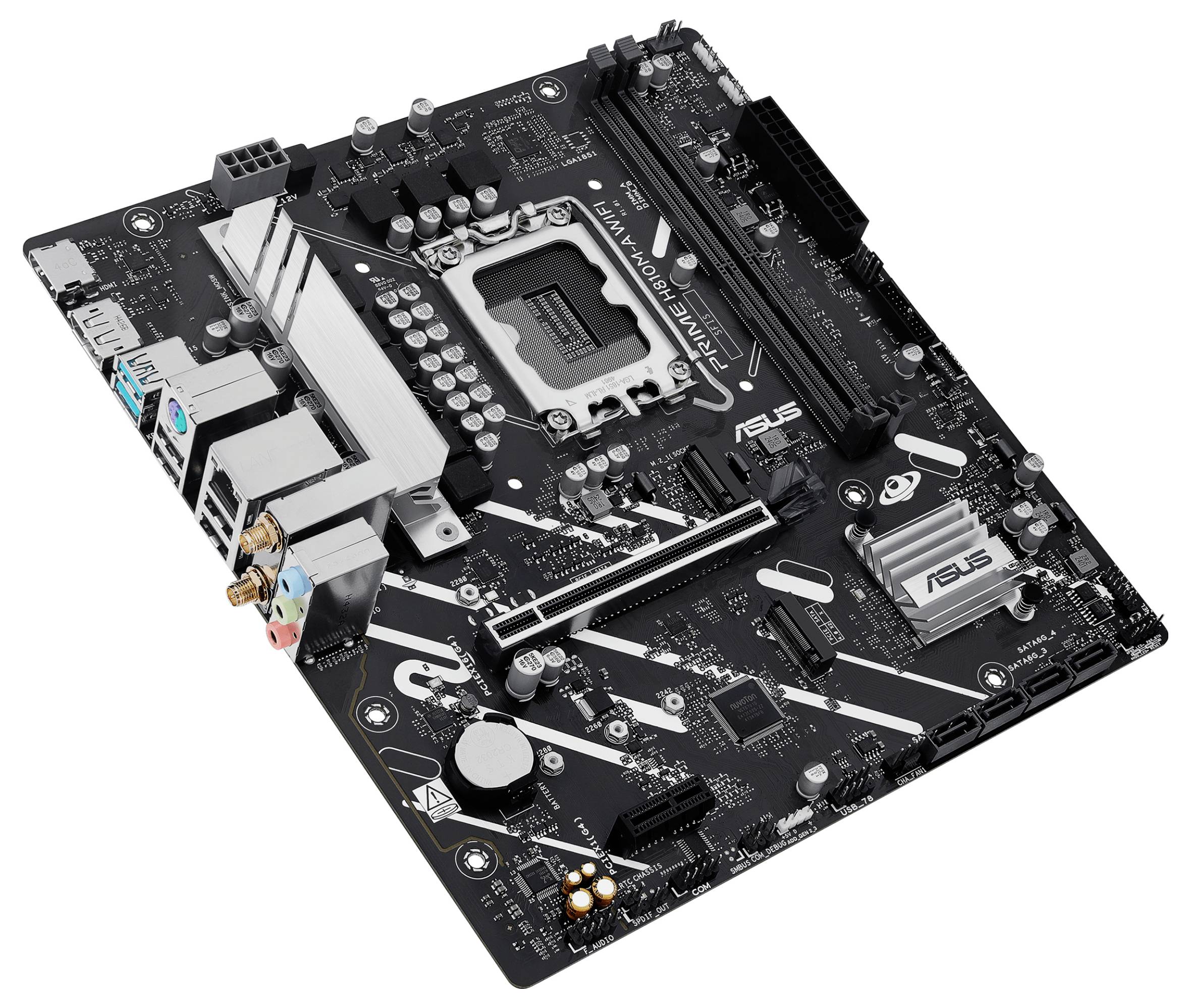 Crna ASUS Prime matična ploča, koja sadrži multiple priključke, utore za RAM memoriju i središnji CPU socket, namijenjena za sastavljanje stolnog računala.