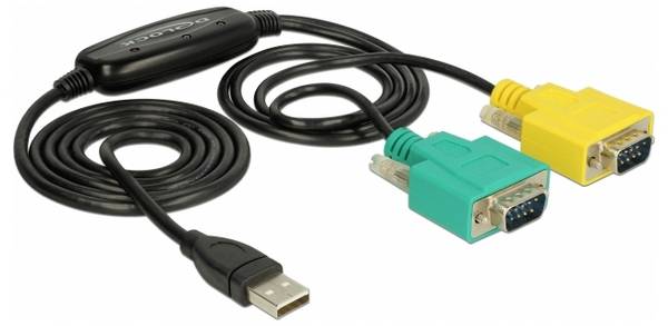 Delock USB 2.0, RS232 adapter [1x muški konektor USB 2.0 tipa A - 2x RS232-utikač] 63466 1.5 m s LED