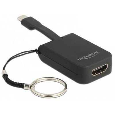 Crni HDMI adapter s privjeskom za ključeve. Desno se nalazi HDMI priključak, lijevo je kratak kabel s USB-C priključkom.