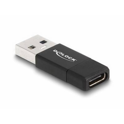 USB adapter marke Delock sa srebrnim utikačem i crućim kućištem, pogodan za spajanje USB i USB-C priključaka.