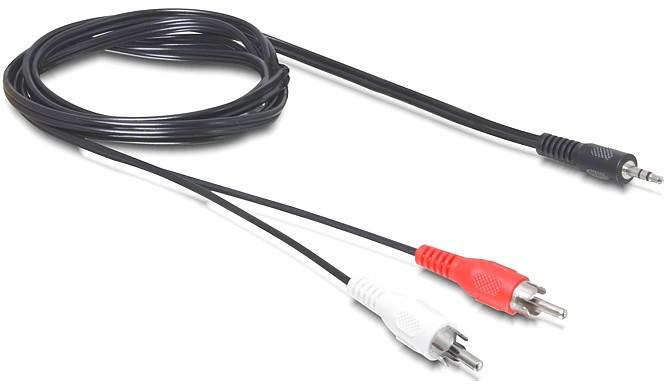 Delock 84212 utičnica / Cinch audio priključni kabel [1x 3,5 mm banana utikač - 2x muški cinch konektor] 5 m crna-1