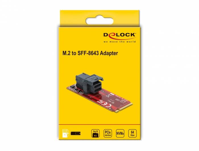 Delock serijsko sučelje adapter [1x M.2 key m utikač - 1x ženski konektor mini SAS (SFF-8643)] crna, crvena-2