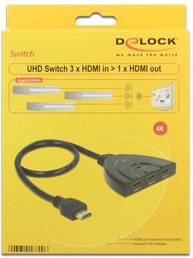 Delock DeLock HDMI UHD Switch 3 x HDMI in > 1 x HDMI out 4K HDMI prekidač 3840 x 2160 piksel-2