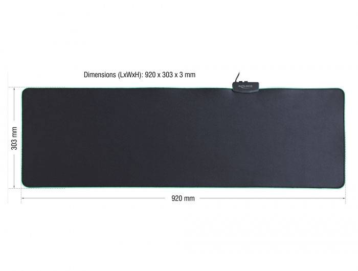 Delock 12555 osvijetljena podloga za miša USB priključak crna-2