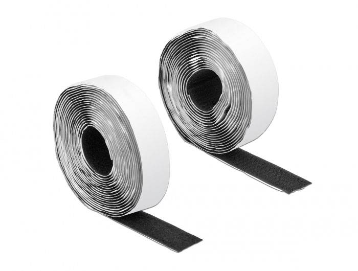 Delock 19072 Klittenband Om vast te plakken (l x b) 5 m x 25 mm Zwart 1 stuk(s)