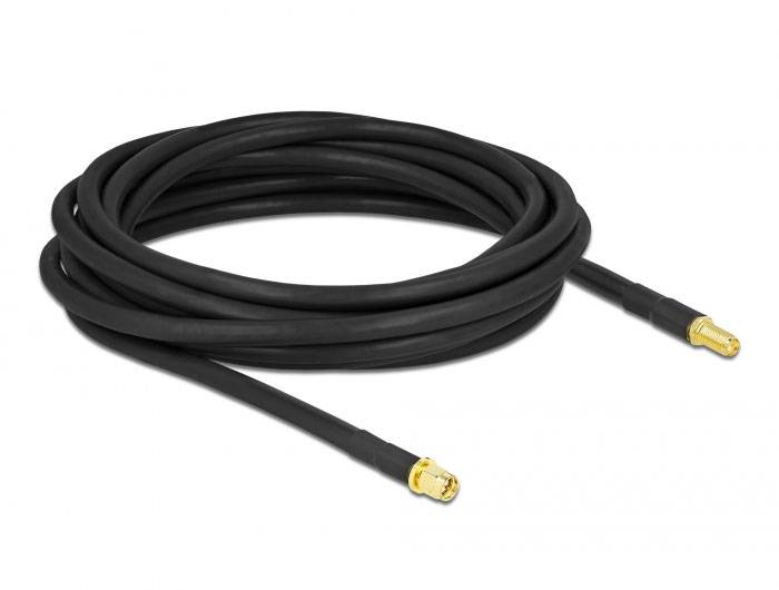 Delock WLAN antene priključni kabel [1x SMA-utikač - 1x SMA-utičnica] 5 m crna-1