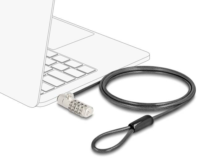Prijenosno računalo osigurano je kabelom sa brojčanom bravom. Kabel je provučen oko čvrste strukture kako bi se spriječila krađa.