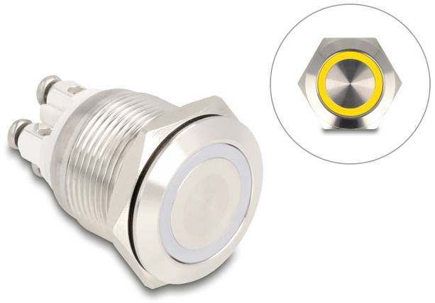Delock 20979 20979 Druktoets 3 A 1x aan/(uit) Moment Geel (b x d) 30 mm x 25 mm IP65 1 stuk(s) Box
