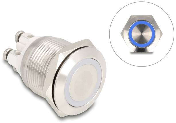Delock 20980 20980 Druktoets 3 A 1x aan/(uit) Moment Blauw (b x d) 30 mm x 25 mm IP65 1 stuk(s) Box
