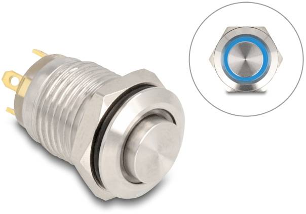 Delock 20984 20984 Druktoets 3 A 1x aan/(uit) Moment Blauw (b x d) 23 mm x 14 mm IP65 1 stuk(s) Bag