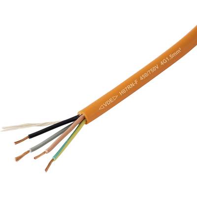 Narančasti električni kabel s pet otkrivenih bakrenih žica, označen kao 'VDE H07RN-F 450/750V 4G1.5mm²', koji se koristi za industrijsko žičanje.
