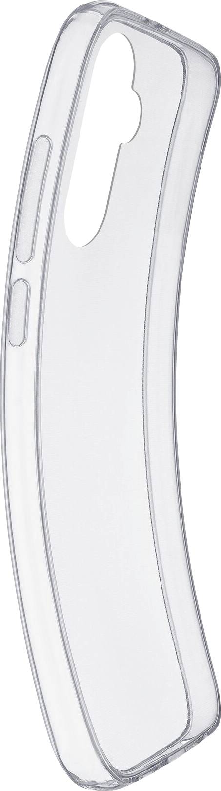 Prozirna, zakrivljena zaštitna maska za smartphone s otvorima za kameru i tipke, pogodna za zaštitu i stiliziranje mobilnog uređaja.