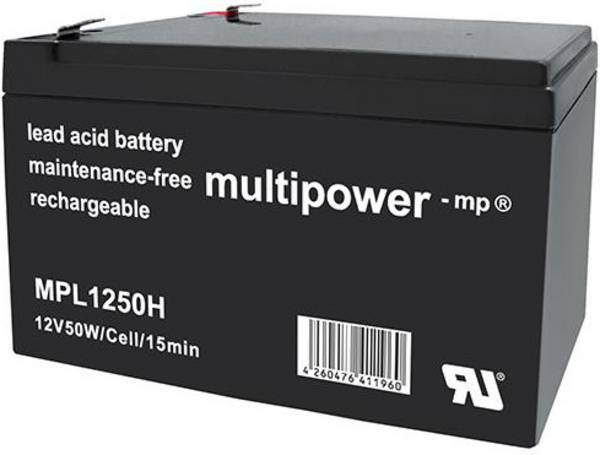 multipower MPL1250H 149748 olovni akumulator 12 V 14 Ah olovno-koprenasti (Š x V x D) 98 x 100 x 151 mm plosnati priključak 6.35 mm bez održavanja, nisko samopražnjenje