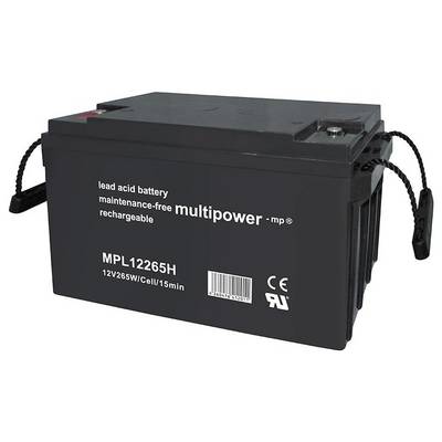 Crna, baterija bez potrebe održavanja od olova i kiseline 'multipower - mp' s CE oznakom, model MPL12265H, 12V 26.5W/ćelija.