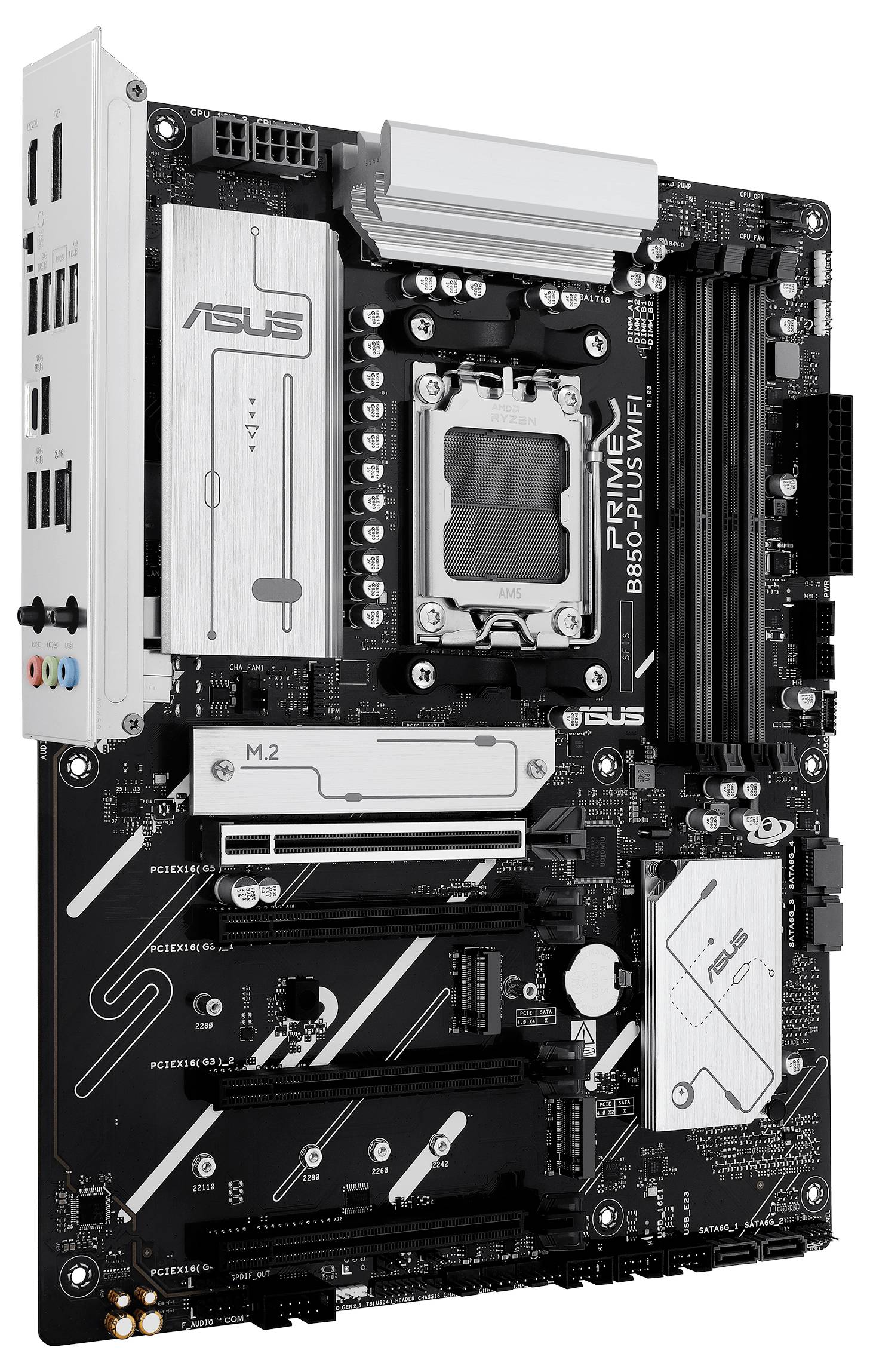 Računalna matična ploča s više utora i priključaka, označena kao 'ASUS PRIME B660-PLUS D4', namijenjena za gaming i visoko-performantne računale.
