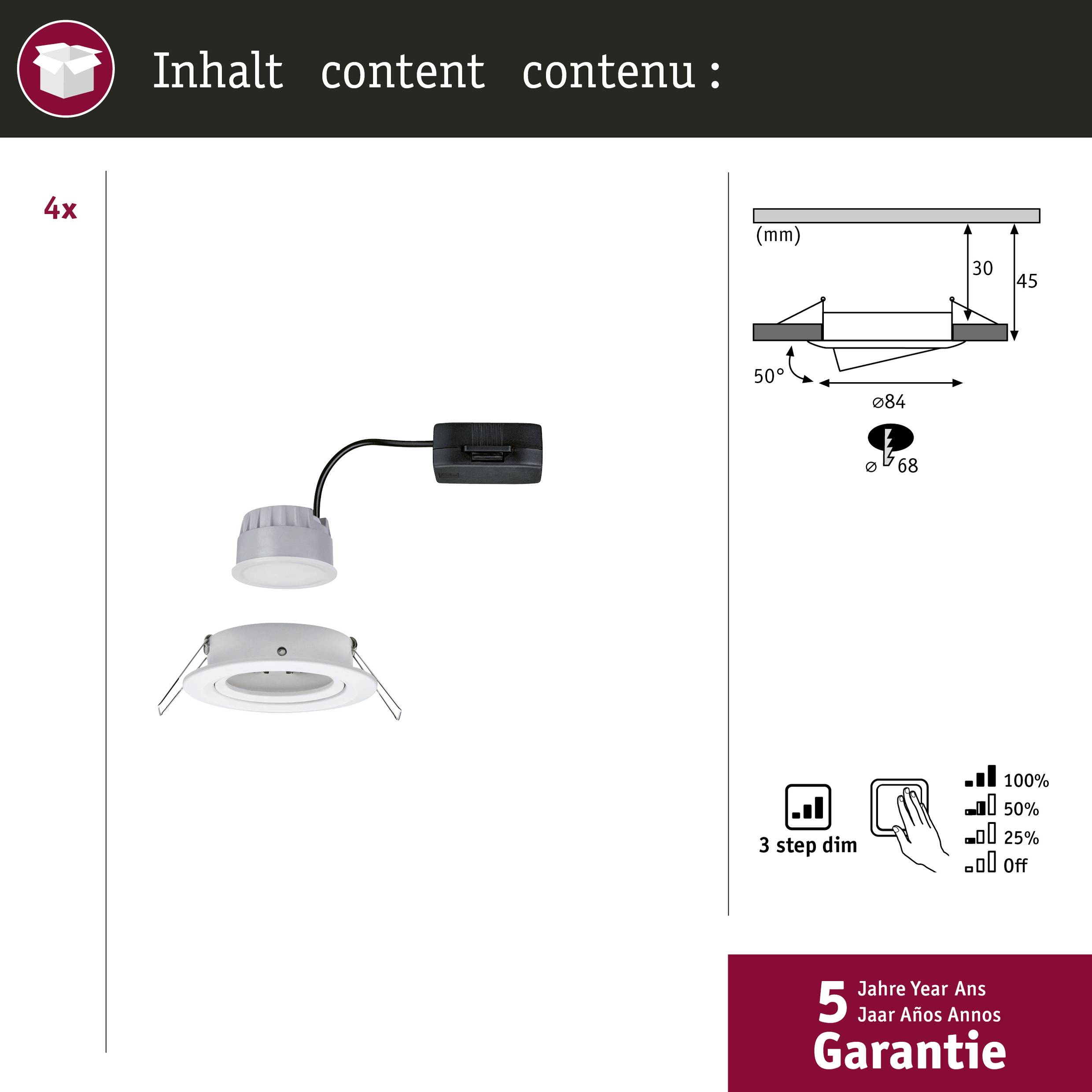 Paulmann 41307 Nova Coin ugrađeno svjetlo 4-dijelni komplet LED LED 24 W mat-bijela-7