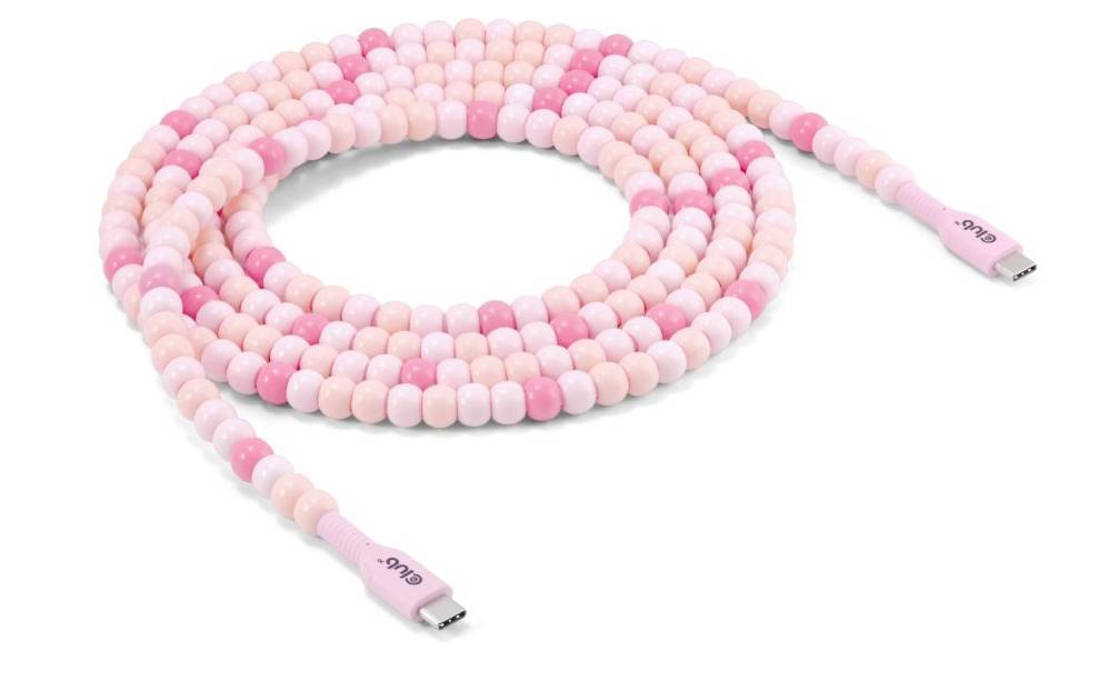 club3D CAC-3010 USB-C Adapter [1x USB-C stekker - 1x USB-C stekker] Pink TPE-mantel 2 m