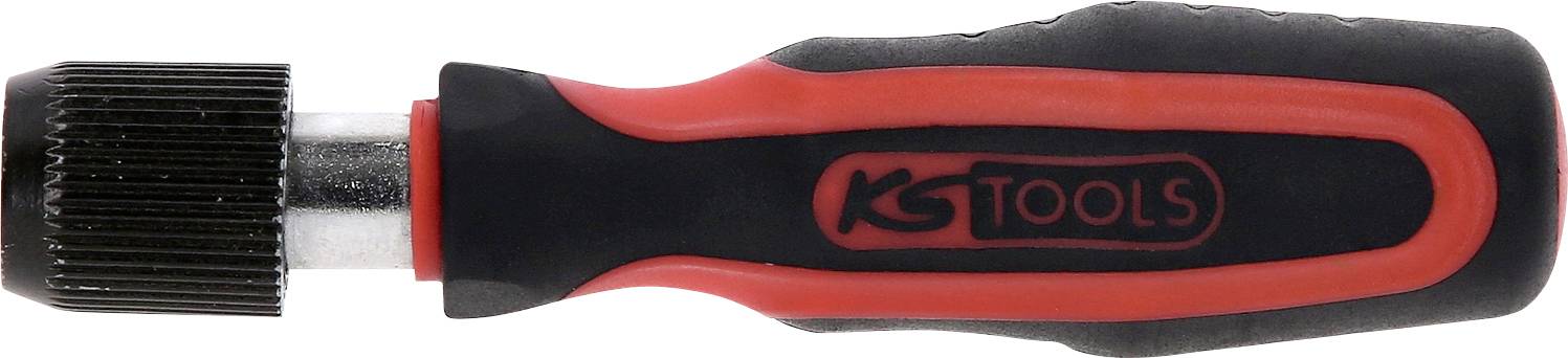 Odvijač s crnom i crvenom ručkom na kojoj piše 'KS Tools'.