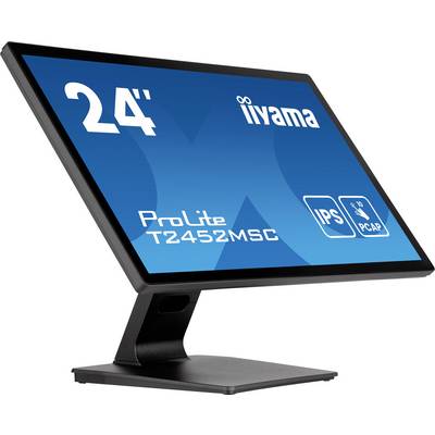 Crni monitor, blago nakošen iz bočne perspektive. Na zaslonu piše '24"' i 'ProLite T2452MSC'.
