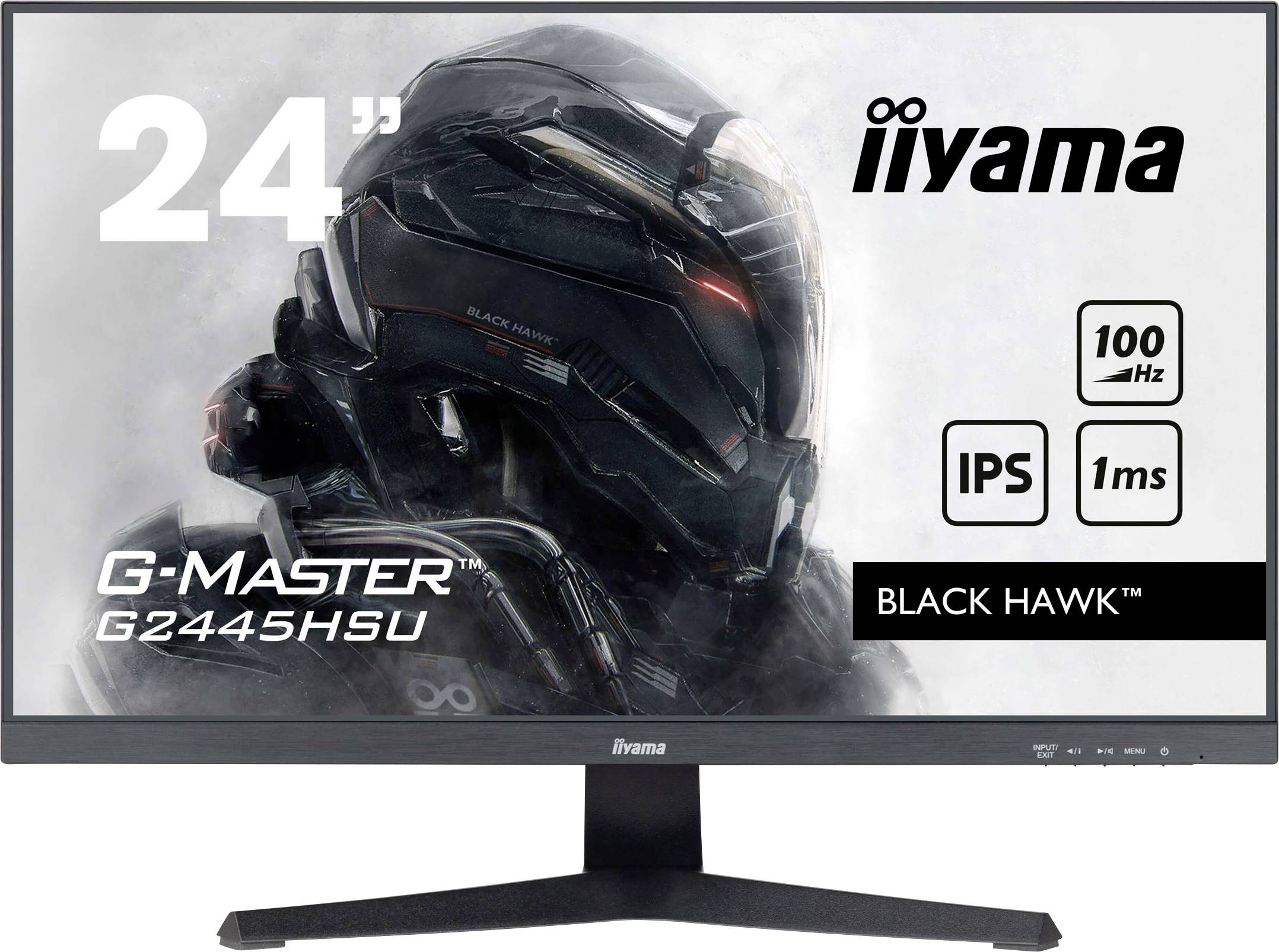 Iiyama G-Master Black Hawk G2445HSU-B2 ekran za igranje Energetska učinkovitost 2021 E (A - G) 60.5 cm (23.8 palac) 1920 x 1080 piksel 16:9 1 ms HDMI™, DisplayPort, slušalice (3.5 mm jack), USB IPS LCD