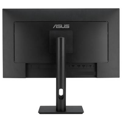 Crni ASUS računalni monitor vidjen straga, montiran na postolju.
