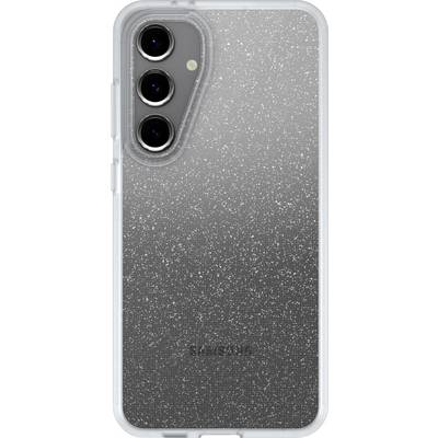 Pametni telefon sa sjajnom stražnjom stranom u glitter stilu i prozirnim futrolom. Tri leće kamere su vidljive.