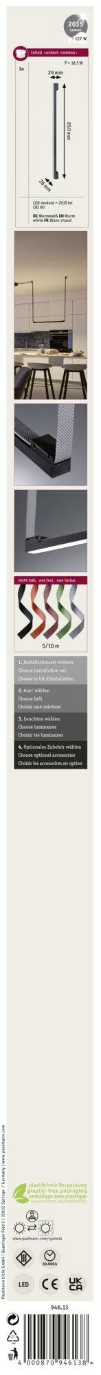 Paulmann Uline svjetiljka za niskonaponski sustav na užetu ULine 18.5 W LED crna-5