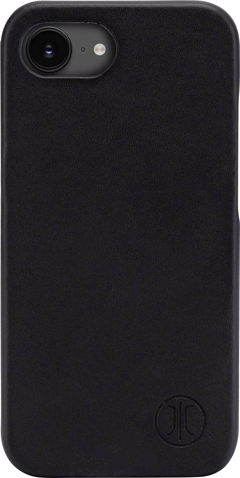 Crna maska za smartphone minimalistički dizajnirana s diskretnim logotipom u donjem desnom kutu.