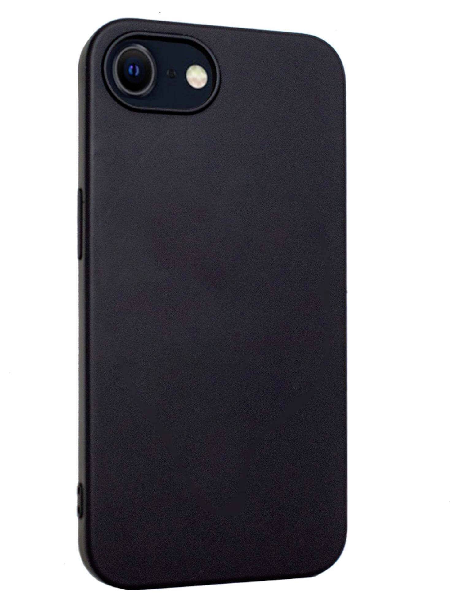 Pametni telefon s crnom futrolom, vidljiva stražnja strana, prikazuje objektiv kamere i bljeskalicu u gornjem lijevom kutu.